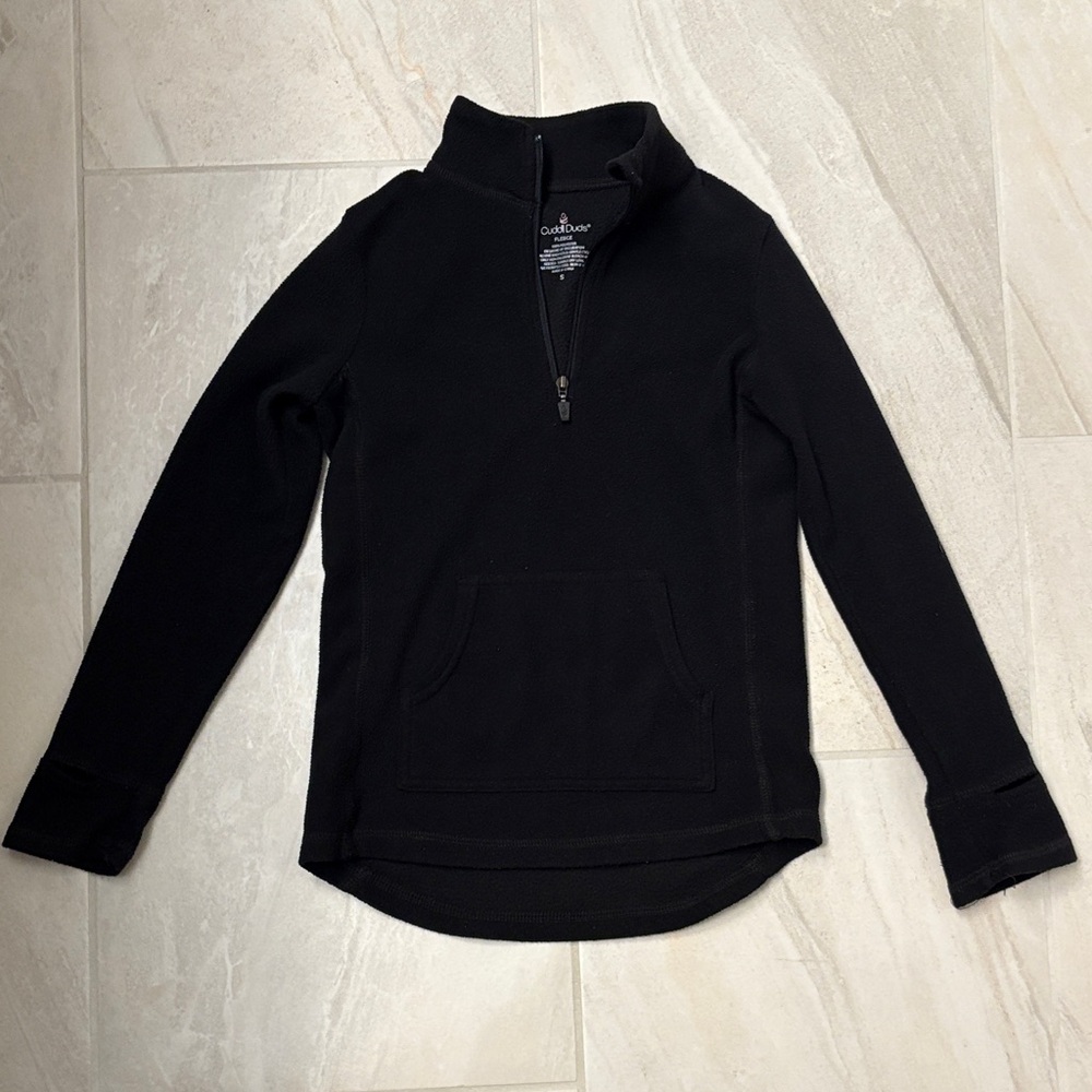 Cuddle Dubs (Size Small) Kids Black 1/4 Zip-Up Fleece